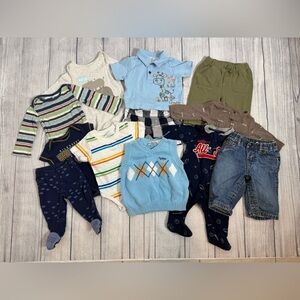Baby Boy Clothing Bundle 0-3 Months | 12-Piece Lot Everyday Essentials